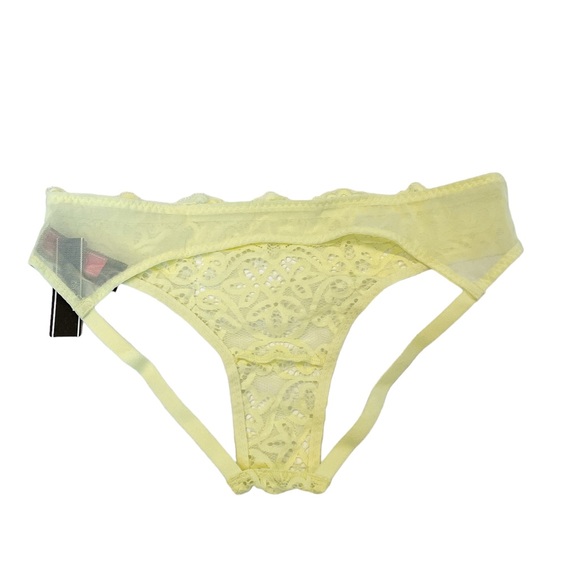 LOVE, VERA Lace & Mesh Open Back Panties Lemonade - Small - NWT - Picture 2 of 3